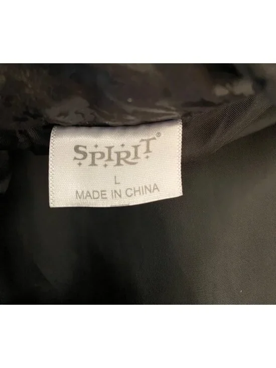 Spirit Halloween Black Costume Coat w/ Hood Skeleton Royalty Chains Bones Large - Picture 5 of 13